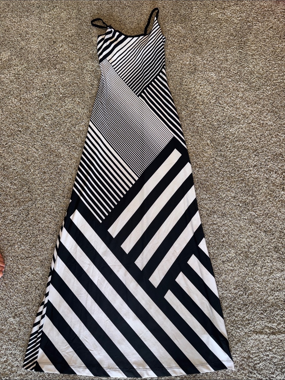 bailey blue Black & White Striped Maxi Dress